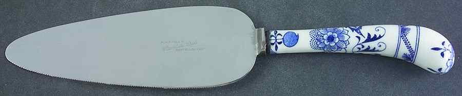Blue Onion ("Sword" Backstamp) Pie Server with Stainless Blade by Meissen (Germany)-1