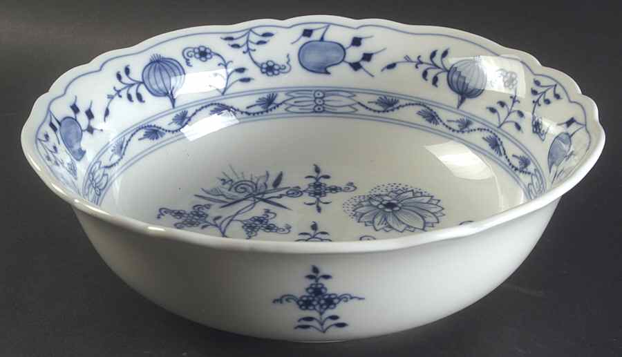 Blue Onion ("Sword" Backstamp) 11" Large Salad Serving Bowl by Meissen (Germany)-1