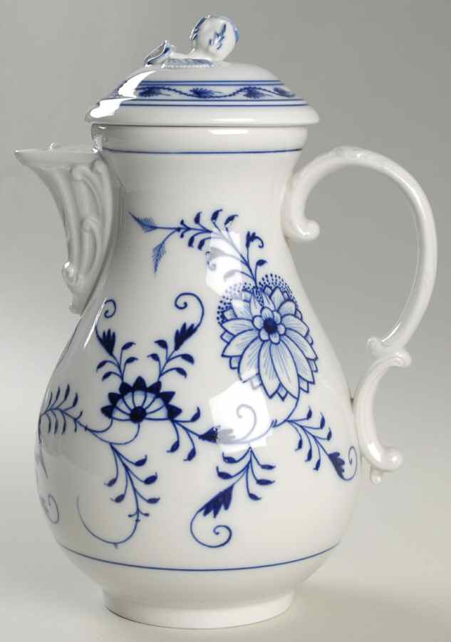 Blue Onion ("Sword" Backstamp) Coffee Pot & Lid by Meissen (Germany)-1
