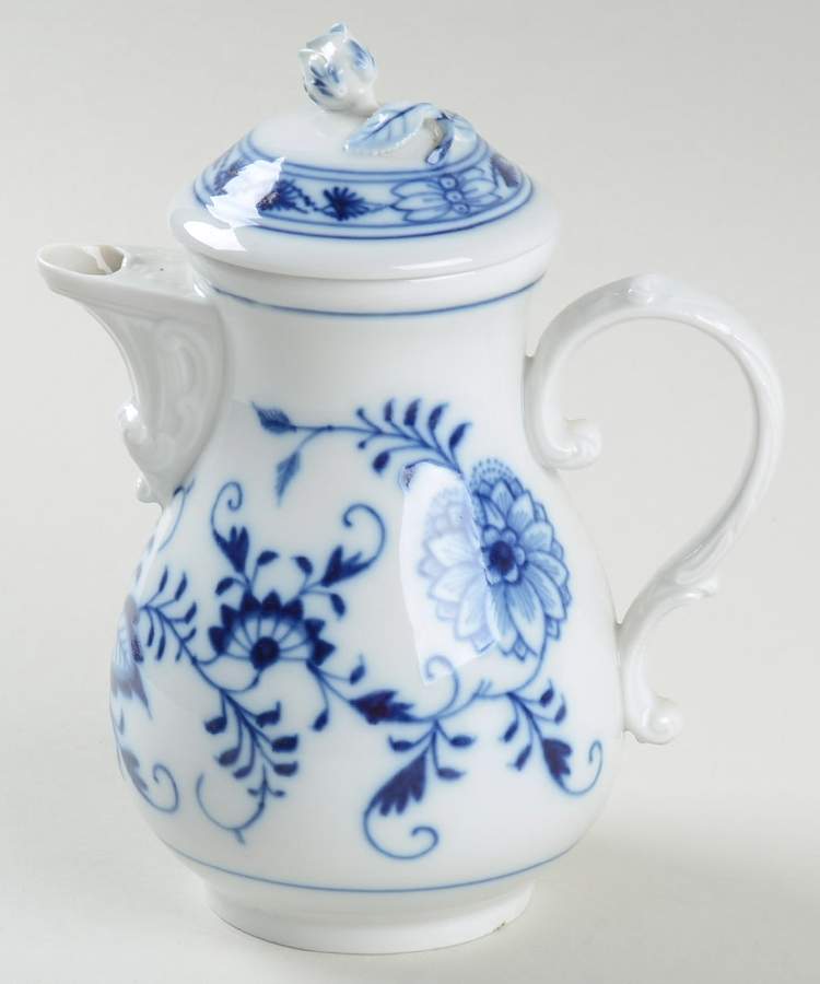 Blue Onion ("Sword" Backstamp) Individual Coffee Pot & Lid by Meissen (Germany)-1