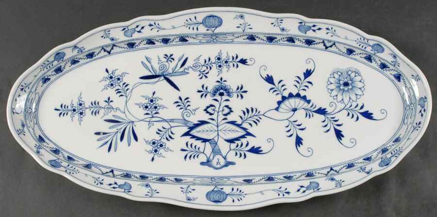 Blue Onion ("Sword" Backstamp) 21" Fish Platter by Meissen (Germany)-1