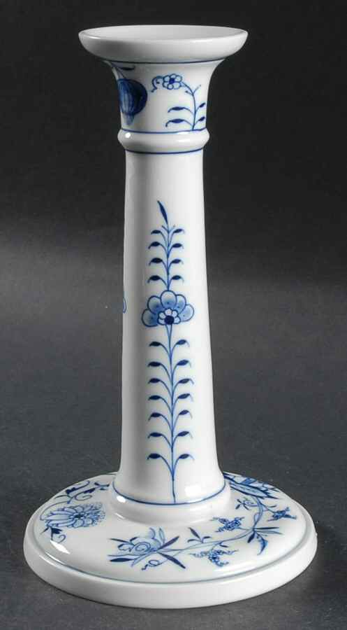 Blue Onion ("Sword" Backstamp) 7" Candlestick by Meissen (Germany)-1