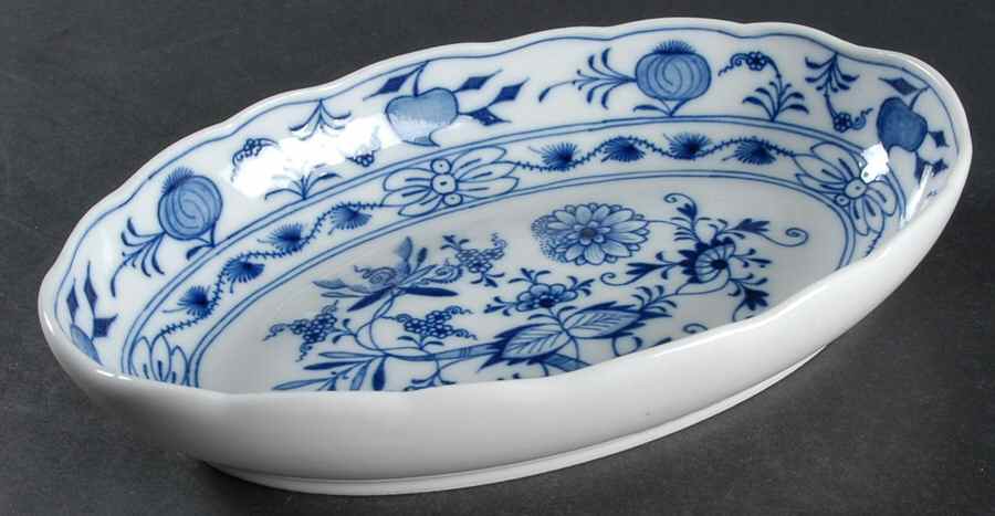 Blue Onion ("Sword" Backstamp) Relish by Meissen (Germany)-1
