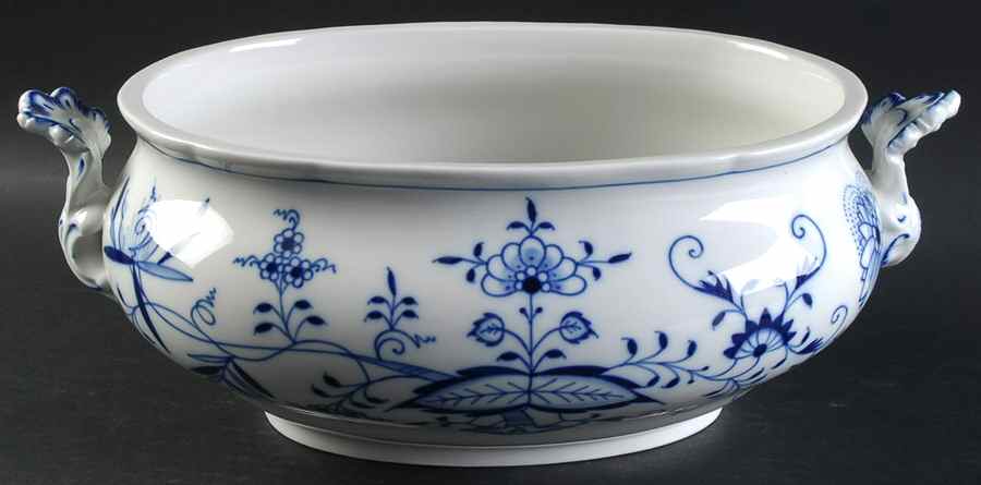 Blue Onion ("Sword" Backstamp) Oval Tureen No Lid by Meissen (Germany)-1