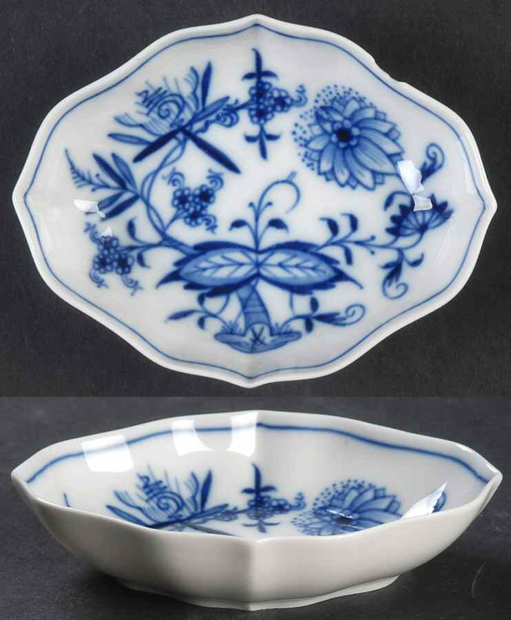 Blue Onion ("Sword" Backstamp) Silver Tray by Meissen (Germany)-1
