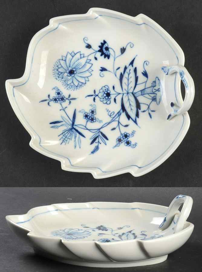 Blue Onion ("Sword" Backstamp) 7" Leaf Dish by Meissen (Germany)-1