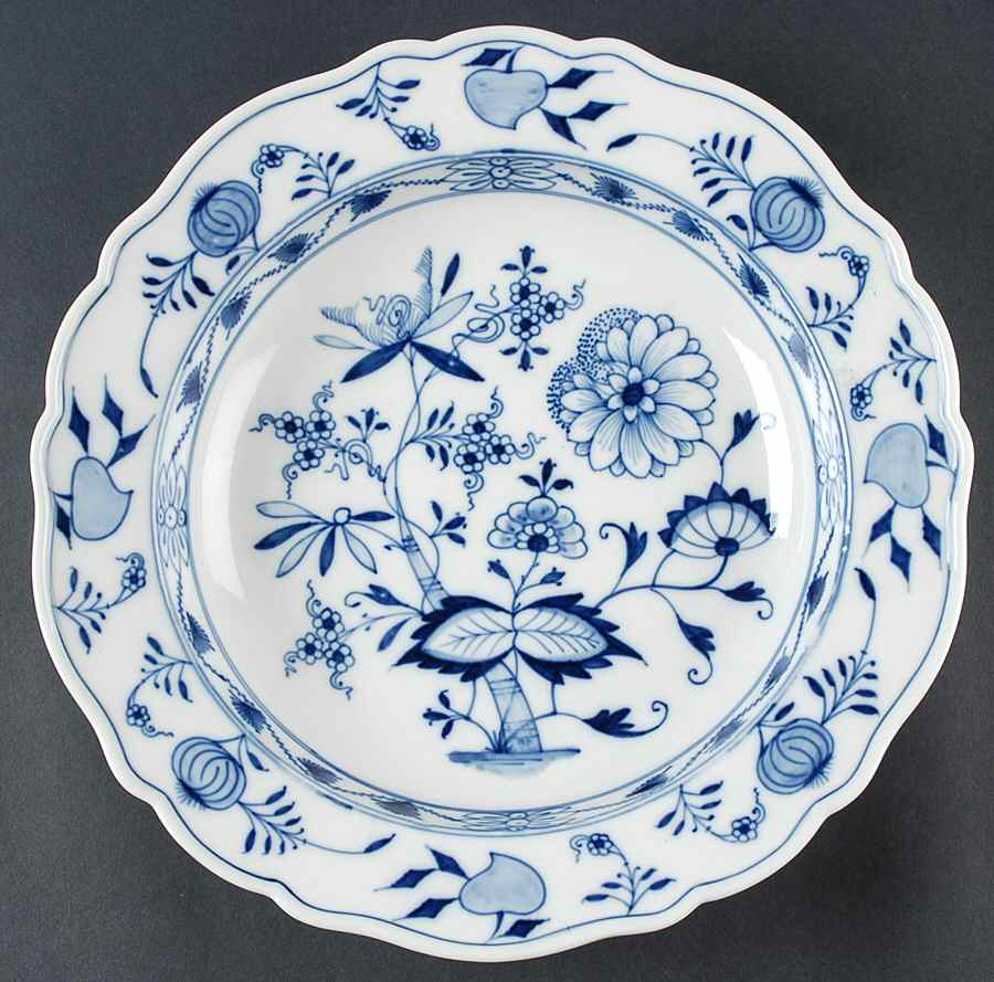 Blue Onion ("Sword" Backstamp) 12" Deep Round Platter by Meissen (Germany)-1