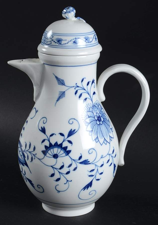 Blue Onion ("Sword" Backstamp) Coffee Pot & Lid by Meissen (Germany)-1