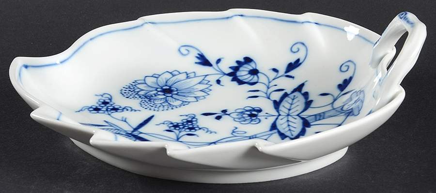 Blue Onion ("Sword" Backstamp) 8" Leaf Dish by Meissen (Germany)-1