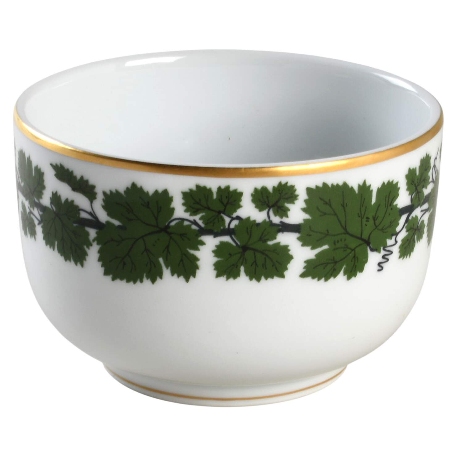 Full Green Vine (Scalloped, Gold Trim) Sugar Bowl No Lid by Meissen (Germany)-1