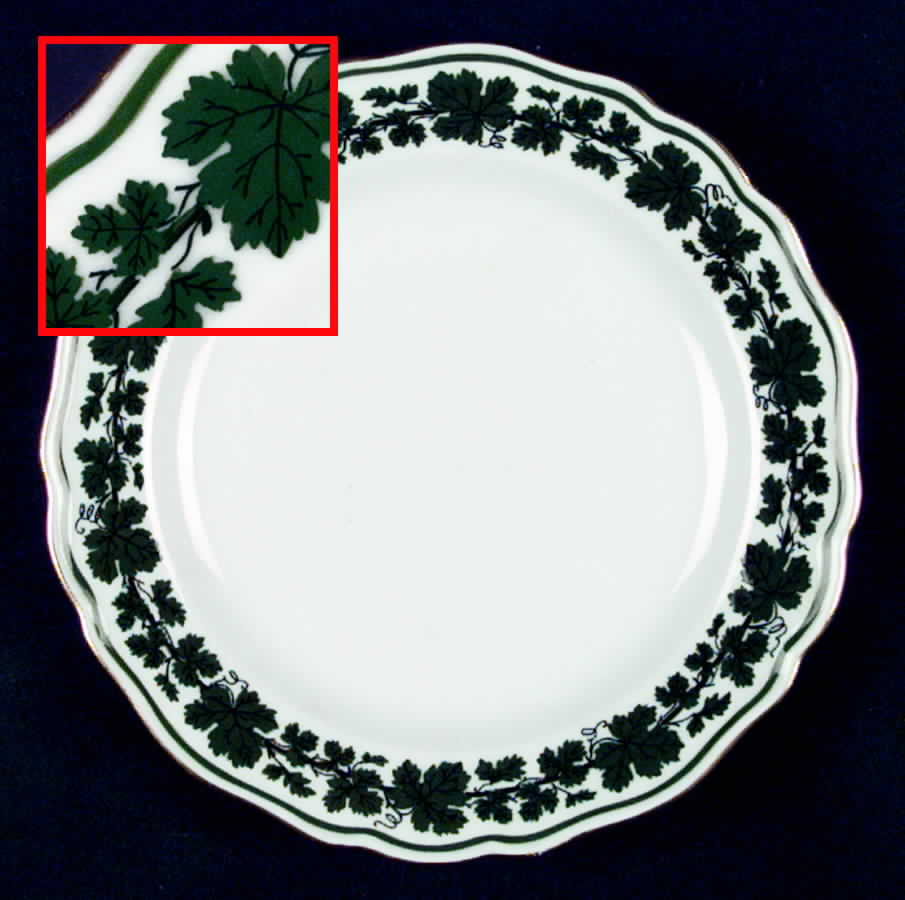 Full Green Vine (Scalloped, Gold Trim) Dessert/Pie Plate by Meissen (Germany)-1
