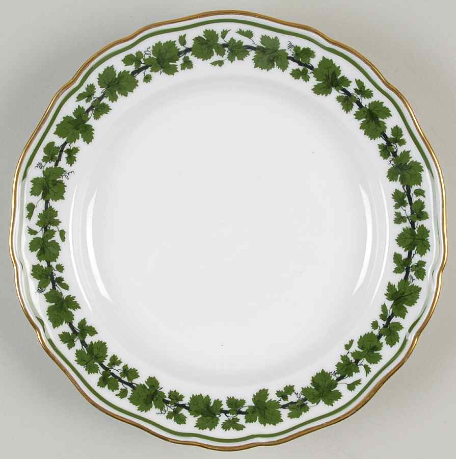 Full Green Vine (Scalloped, Gold Trim) Salad Plate by Meissen (Germany)-1