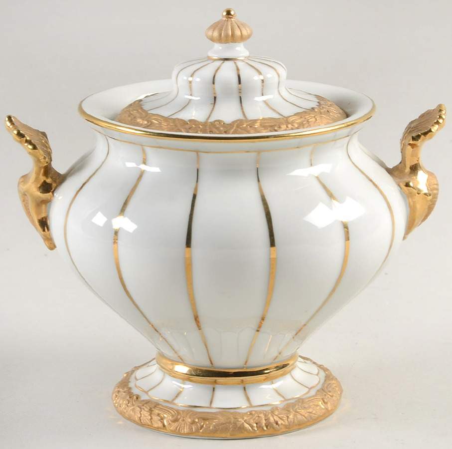 Gold Leaf (Germany) Sugar Bowl & Lid by Meissen (Germany)-1
