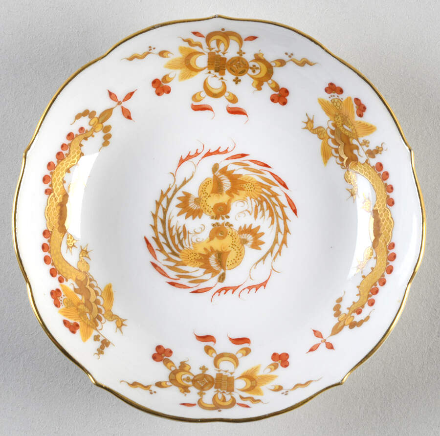 Dragon Yellow (Red Dot Accent) Saucer for Demitasse Cup by Meissen (Germany)-1