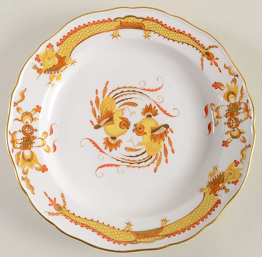Dragon Yellow (Red Dot Accent) Luncheon Plate by Meissen (Germany)-1
