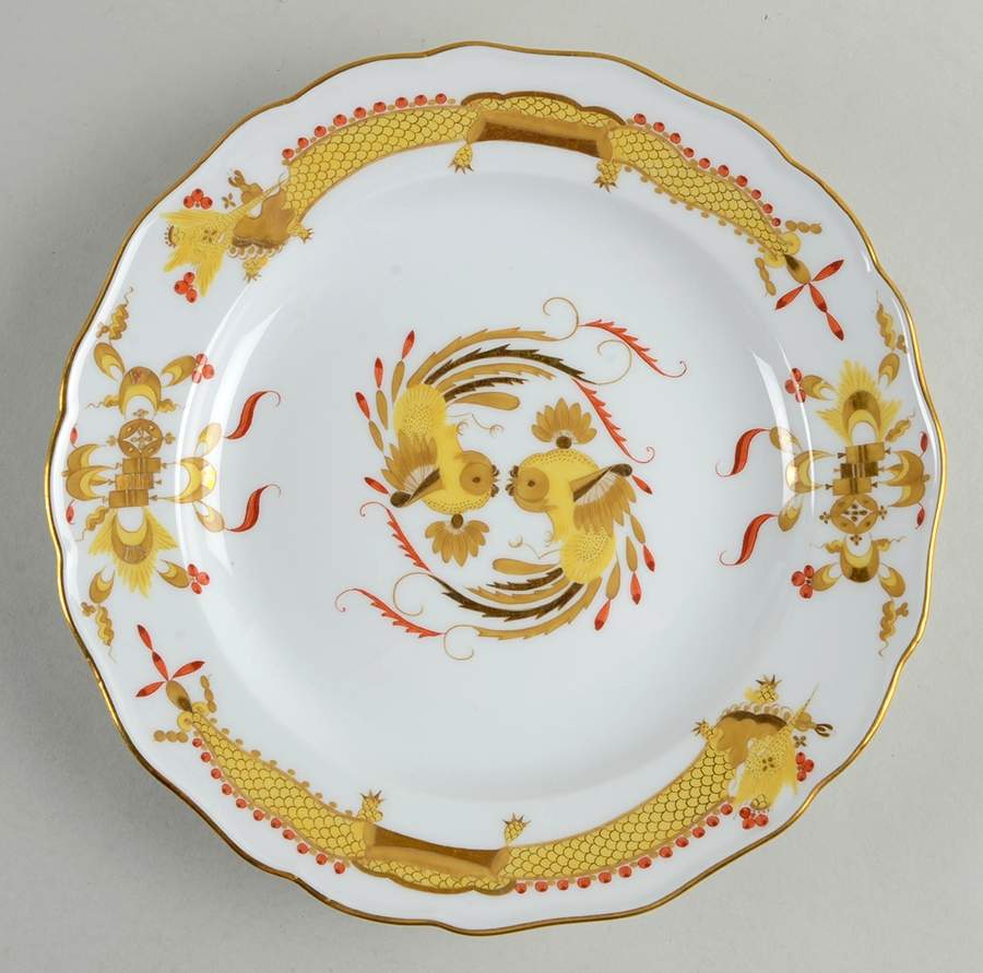 Dragon Yellow (Red Dot Accent) Dinner Plate by Meissen (Germany)-1