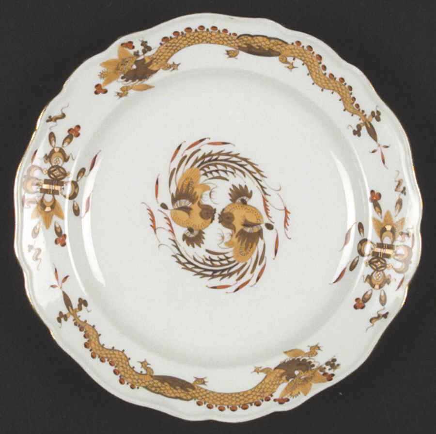 Dragon Yellow (Red Dot Accent) Salad Plate by Meissen (Germany)-1