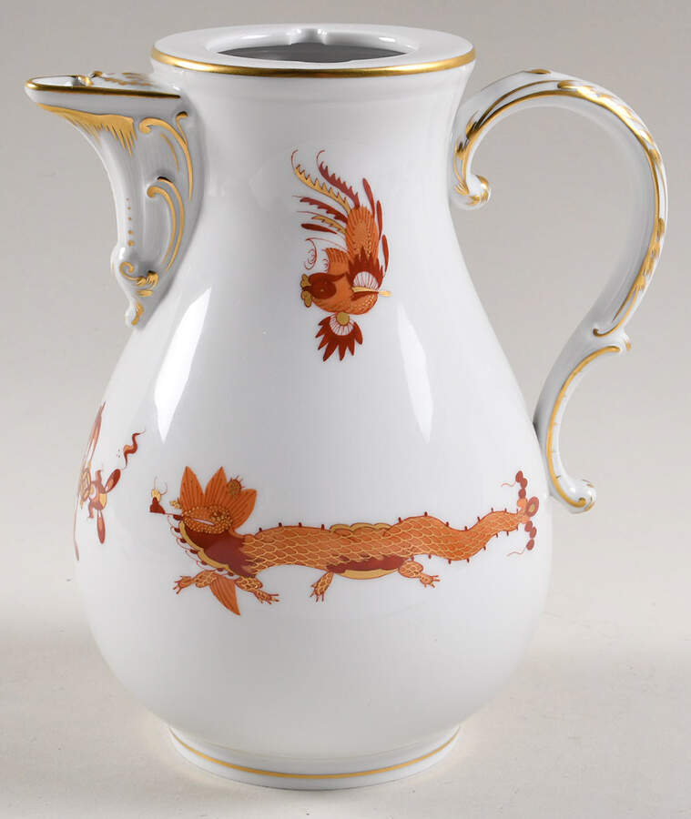 Dragon Red Coffee Pot No Lid by Meissen (Germany)-1