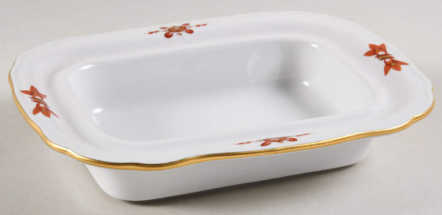 Dragon Red Rectangular Butter No Lid by Meissen (Germany)-1