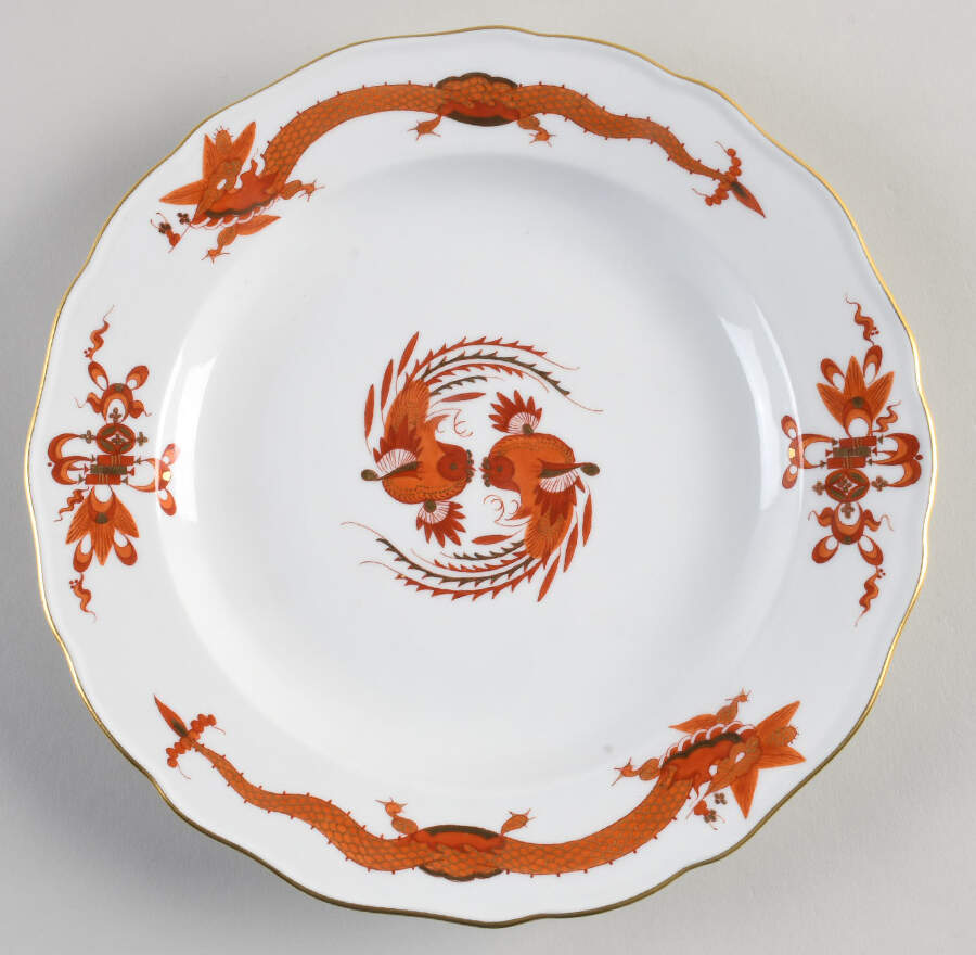 Dragon Red Dinner Plate by Meissen (Germany)-1