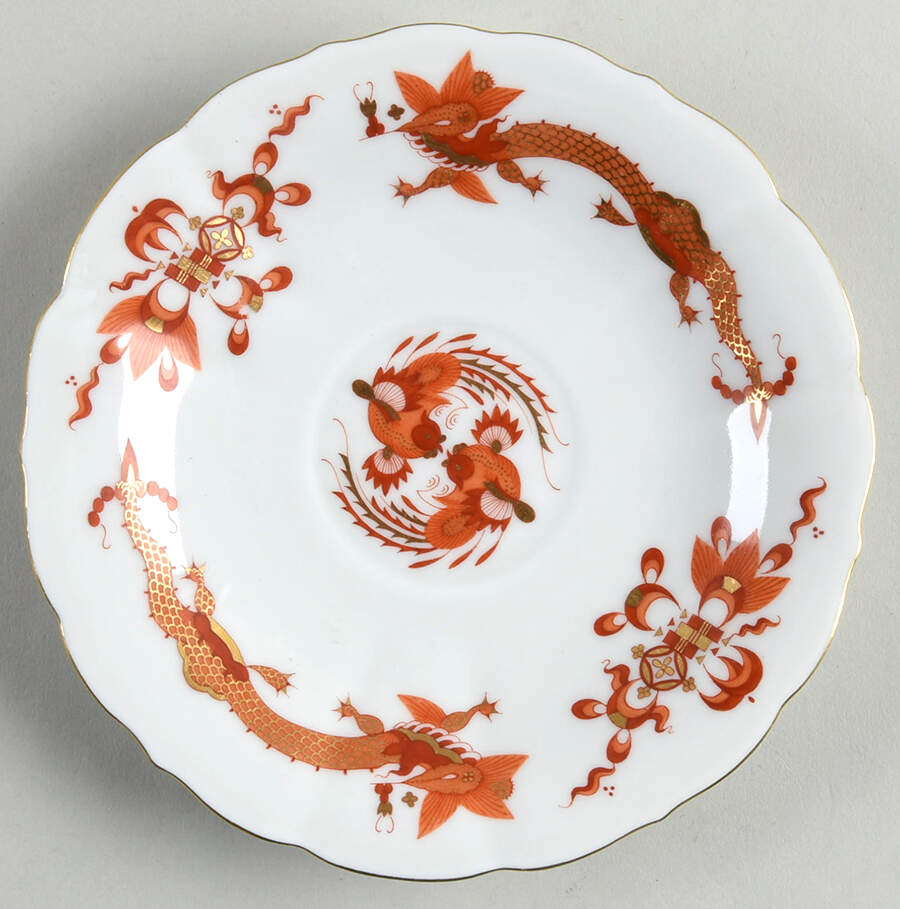 Dragon Red Saucer for Flat Cup by Meissen (Germany)-1