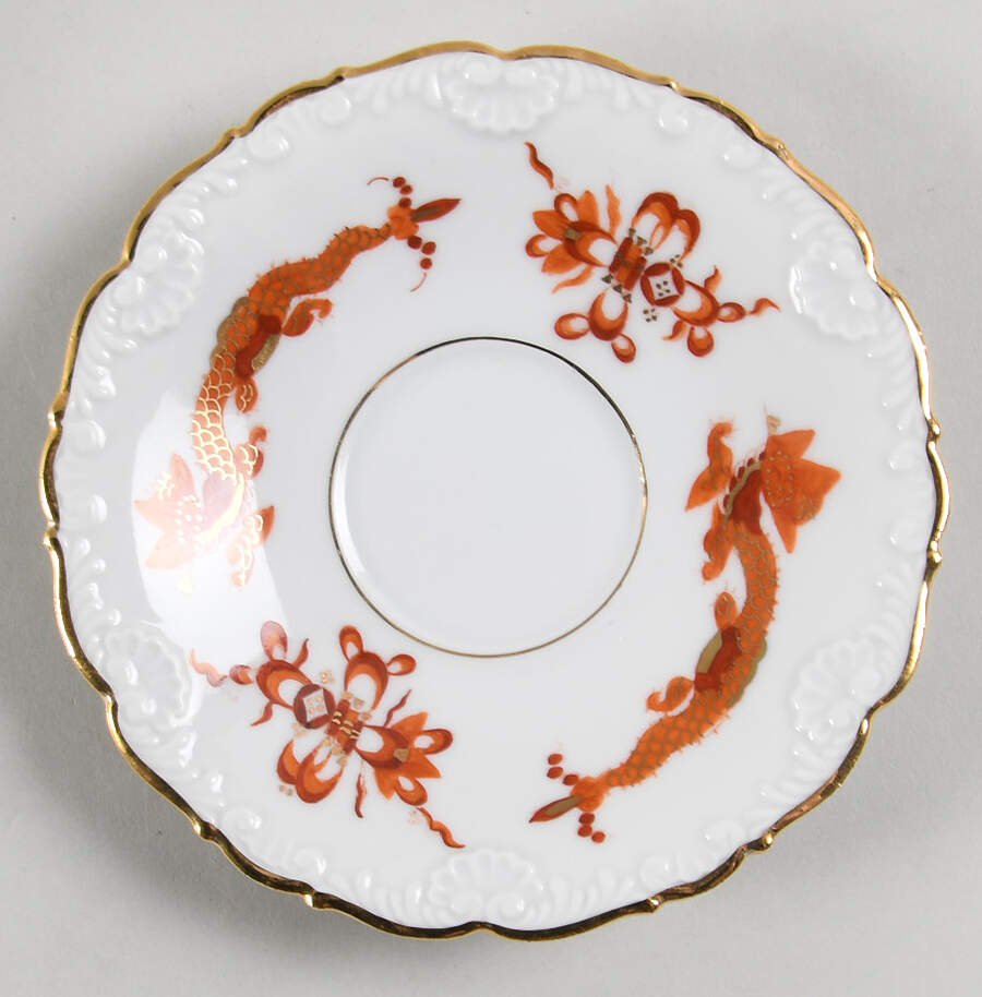 Dragon Red Saucer for Espresso Cup by Meissen (Germany)-1