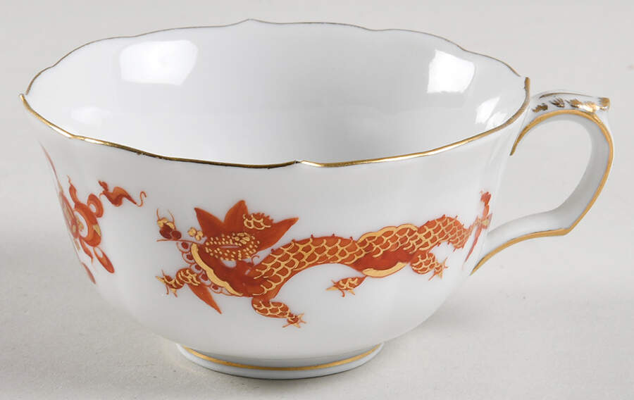 Dragon Red Flat Demitasse Cup by Meissen (Germany)-1