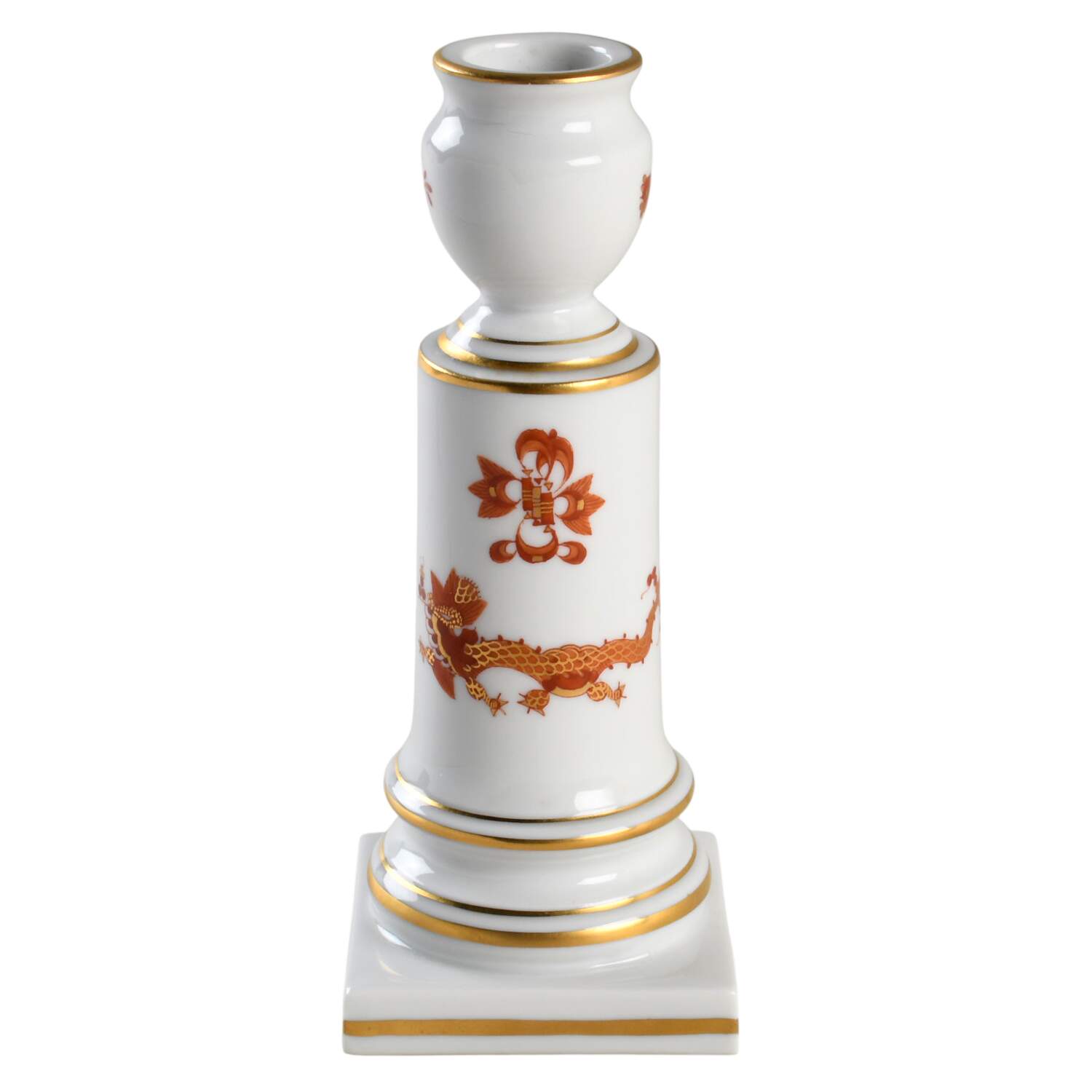 Dragon Red 6" Candlestick by Meissen (Germany)-1