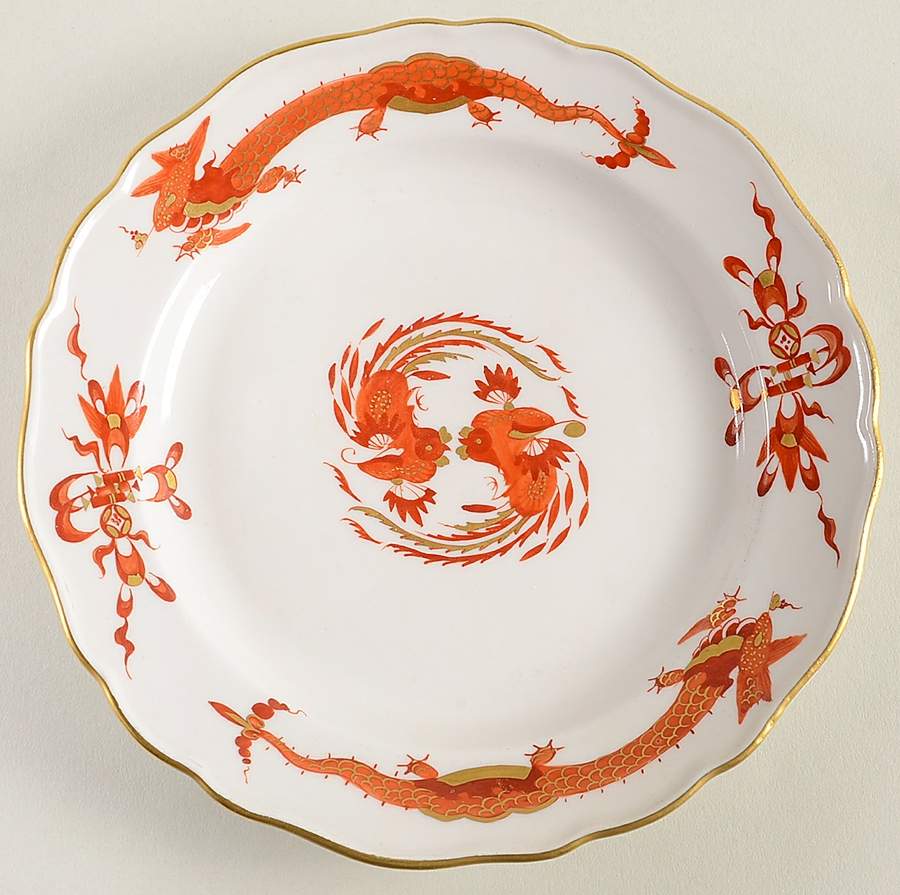 Dragon Red Dessert/Pie Plate by Meissen (Germany)-1