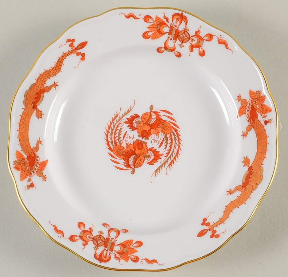 Dragon Red Bread & Butter Plate by Meissen (Germany)-1
