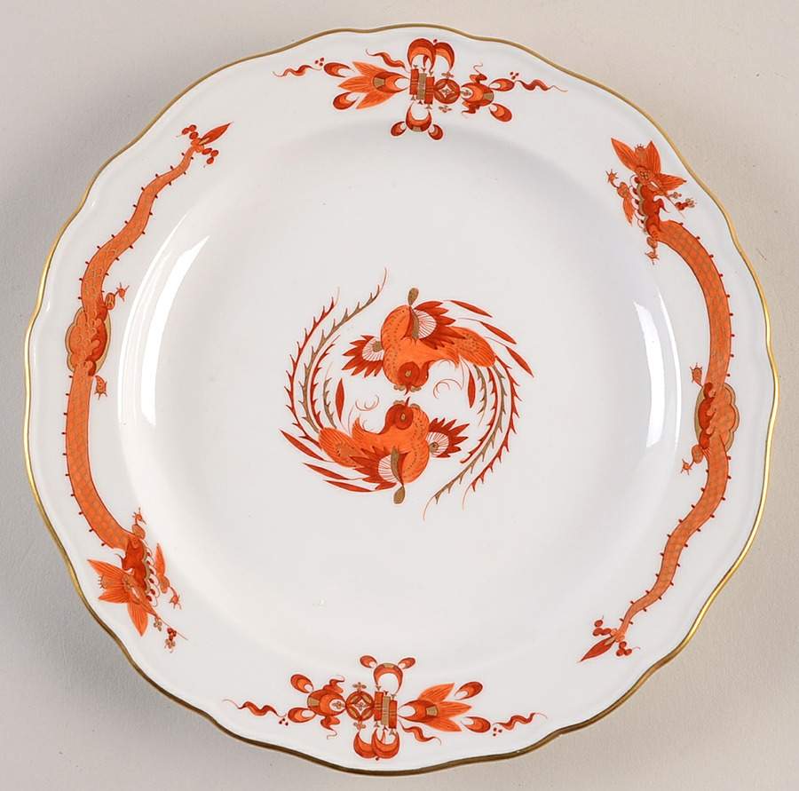Dragon Red Salad Plate by Meissen (Germany)-1