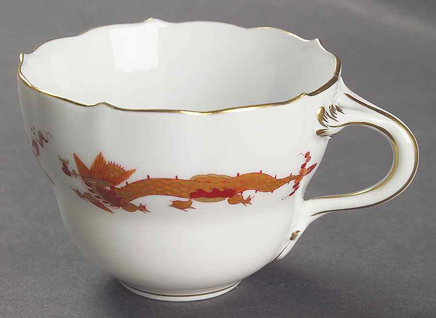 Dragon Red Flat Cup by Meissen (Germany)-1