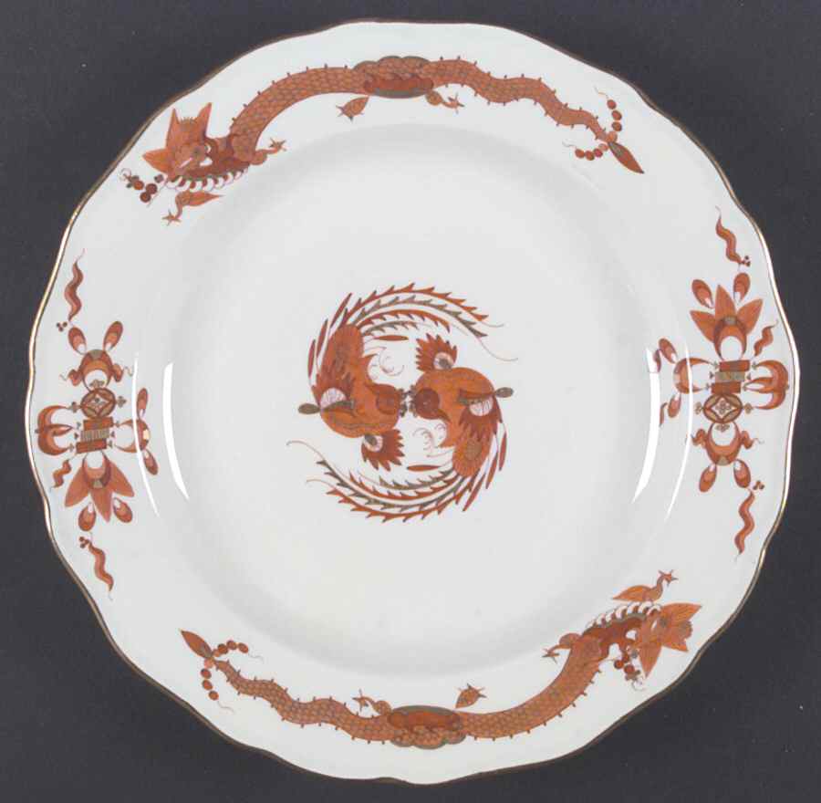 Dragon Red Dinner Plate by Meissen (Germany)-1
