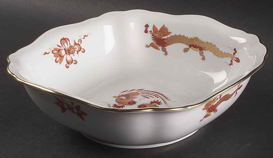 Dragon Red 9" Square Vegetable Bowl by Meissen (Germany)-1