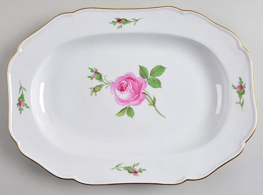 Rose Pink ("X" Backstamp) 13" Rectangular Serving Platter by Meissen (Germany)-1