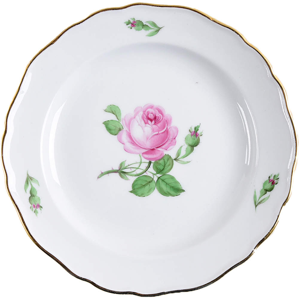 Rose Pink ("X" Backstamp) Dessert/Pie Plate by Meissen (Germany)-1