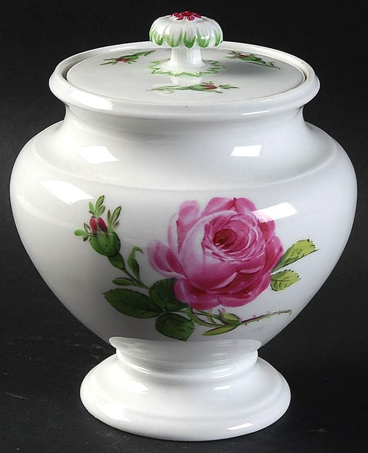 Rose Pink ("X" Backstamp) Small Covered Jar & Lid by Meissen (Germany)-1
