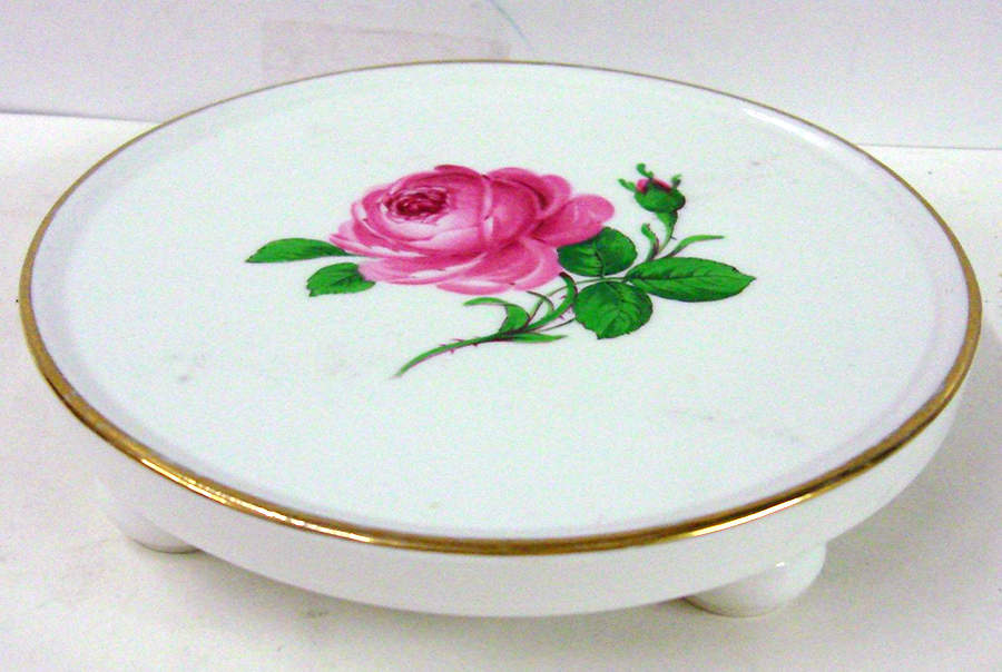 Rose Pink ("X" Backstamp) Trivet by Meissen (Germany)-1