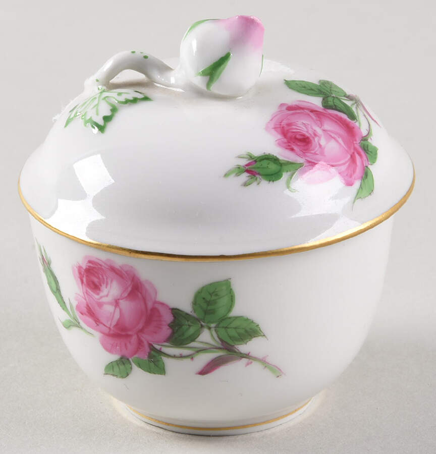 Rose Pink ("X" Backstamp) Mini Sugar Bowl & Lid by Meissen (Germany)-1