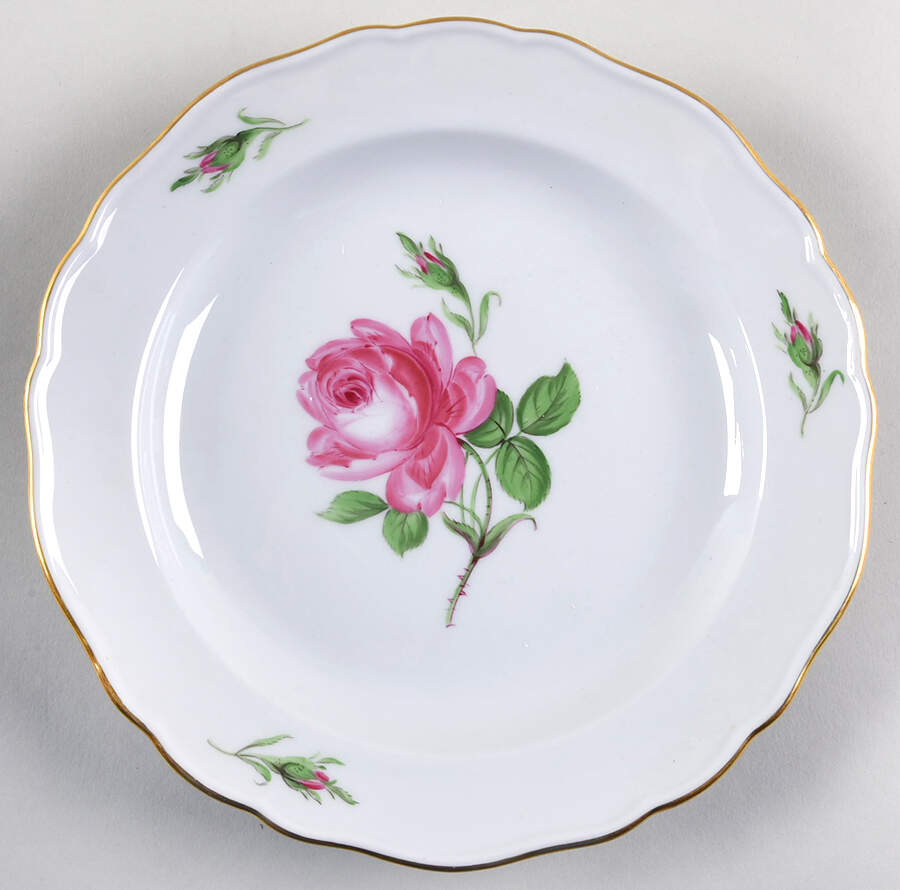 Rose Pink ("X" Backstamp) Luncheon Plate by Meissen (Germany)-1