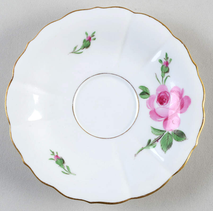 Rose Pink ("X" Backstamp) Saucer for Flat Cup by Meissen (Germany)-1