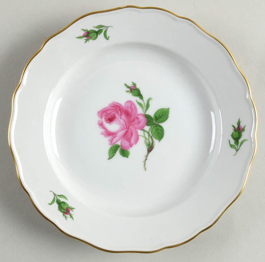 Rose Pink ("X" Backstamp) Salad Plate by Meissen (Germany)-1