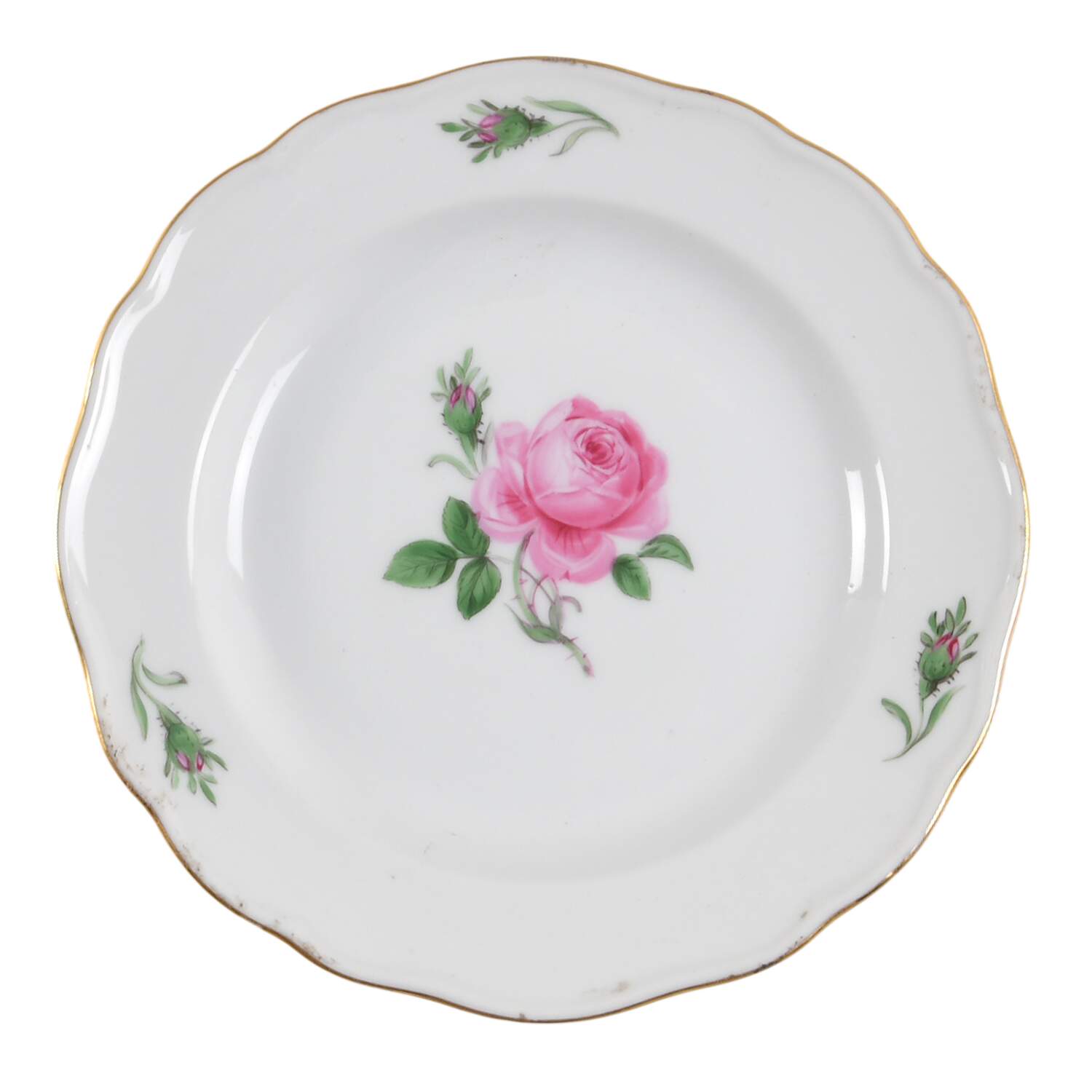 Rose Pink ("X" Backstamp) Bread & Butter Plate by Meissen (Germany)-1