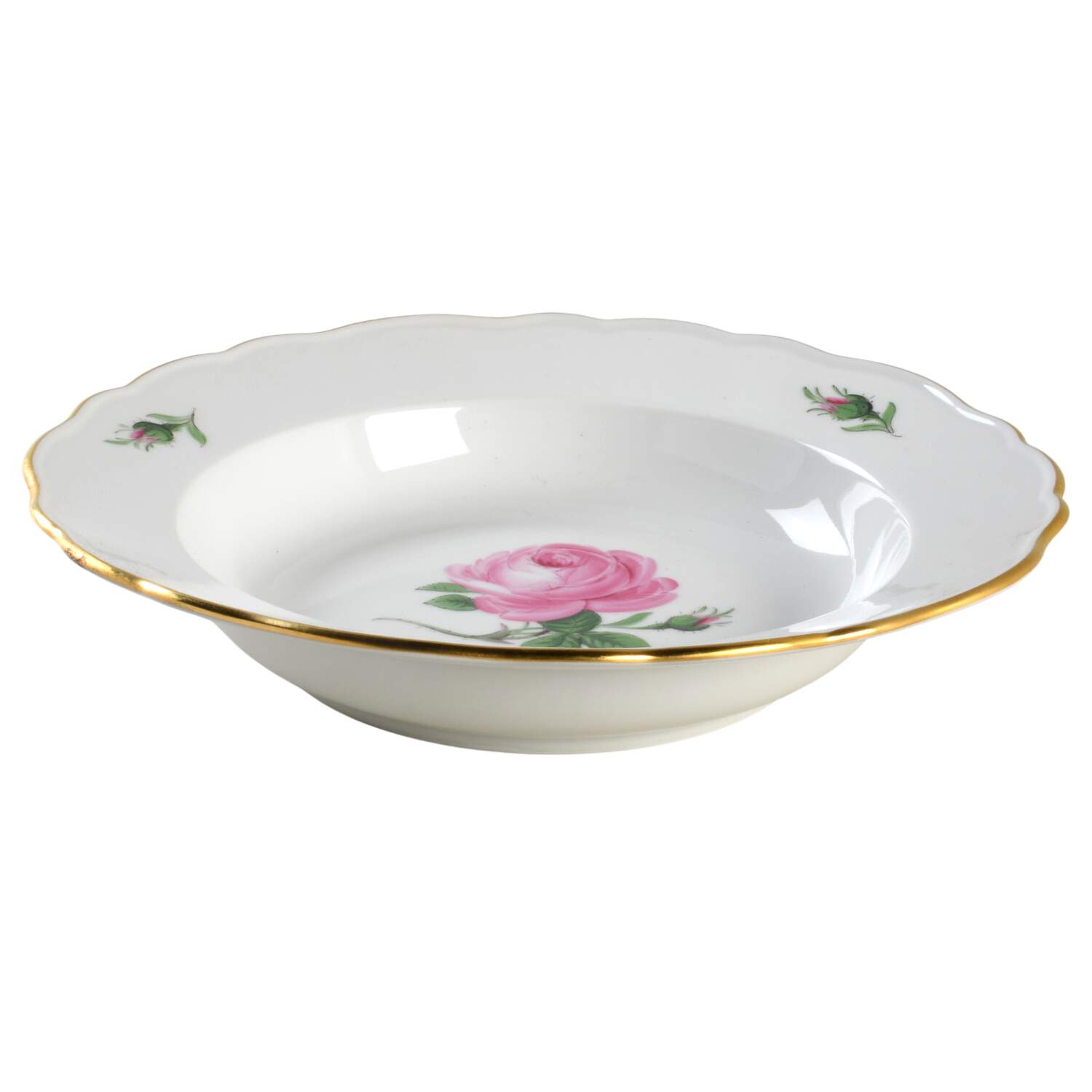 Rose Pink ("X" Backstamp) Large Rim Soup Bowl by Meissen (Germany)-1