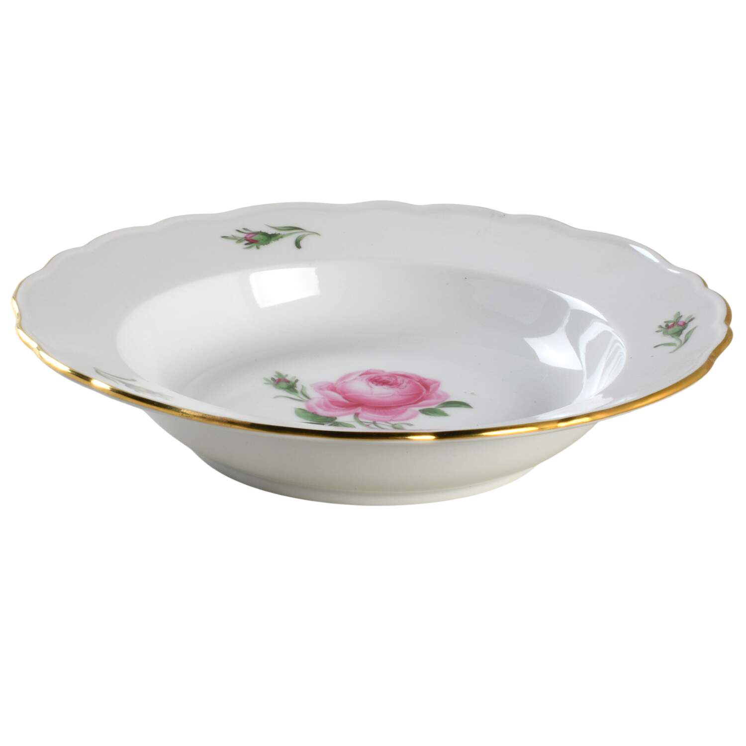 Rose Pink ("X" Backstamp) Large Rim Soup Bowl by Meissen (Germany)-1