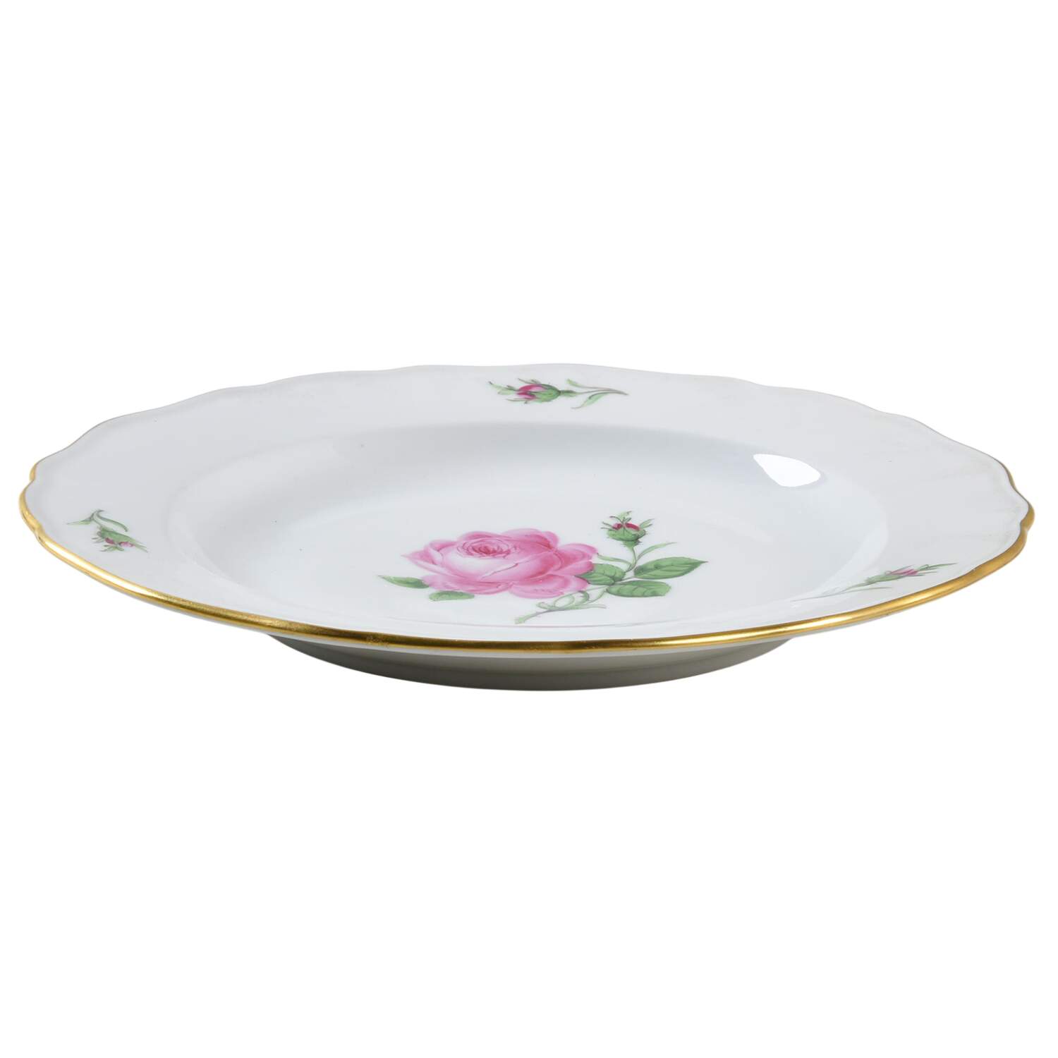 Rose Pink ("X" Backstamp) Dinner Plate by Meissen (Germany)-1