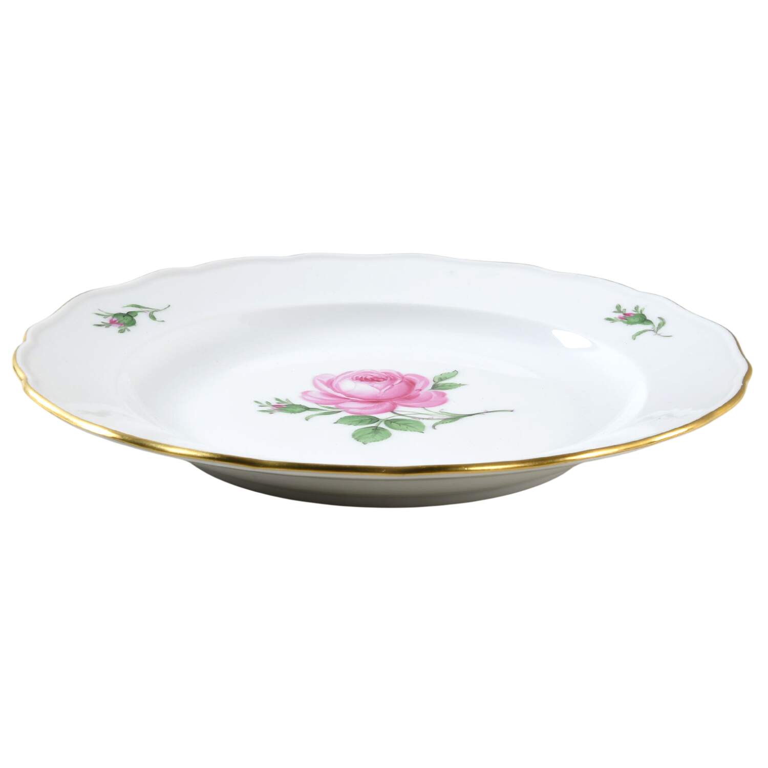 Rose Pink ("X" Backstamp) Dinner Plate by Meissen (Germany)-1