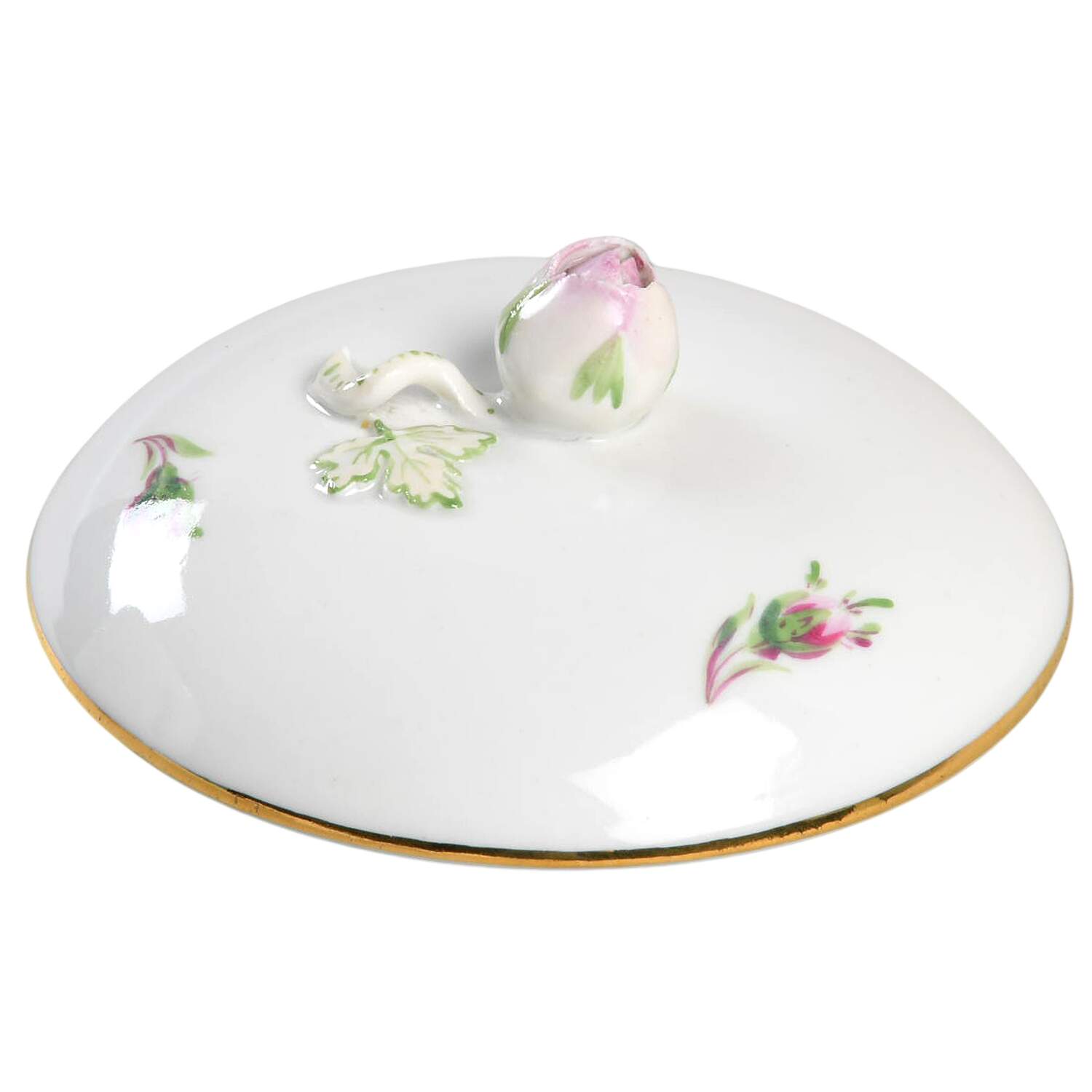 Rose Pink ("X" Backstamp) Lid for Sugar Bowl by Meissen (Germany)-1