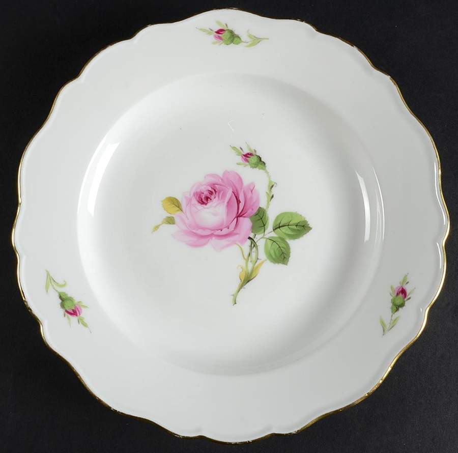 Rose Pink ("X" Backstamp) Dinner Plate by Meissen (Germany)-1