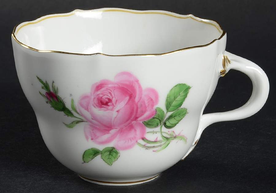 Rose Pink ("X" Backstamp) Flat Cup by Meissen (Germany)-1